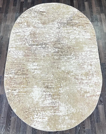 Ковер турецкий A3581A Lowa (Полиэстер хит-сет, бежевый, розовый) овальный