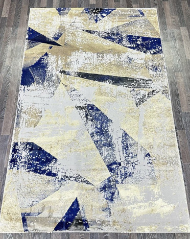 Ковер турецкий AA918A Lisa (Полиэстер хит-сет, бежевый, синий, серый)