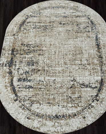 Ковер турецкий 02467F SAFARI (Полиэстер, бежевый) овальный