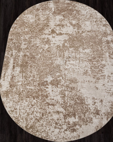 Ковер турецкий M028A SIESTA (PP Heatset Высокоплотный, бежевый) овальный