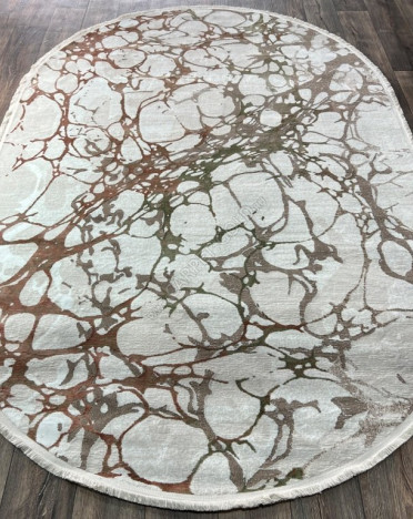 Турецкий ковер овальный Atlantik Hali Deco 23182A (Полиэстер, бежевый, зеленый, терракотовый)